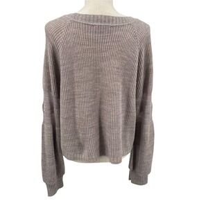 Jennifer Lopez Womens XL Taupe Mixed Knit Scoop Neck Raglan Sweater Cozy Warm